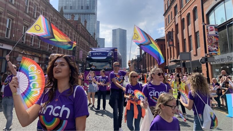 The cinch float at Manchester's Pride parade