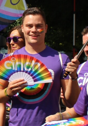 A cinch employee enjoying the Pride celebrations in Manchester