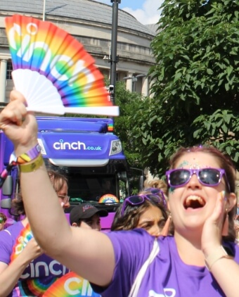 A cinch employee enjoying the Pride celebrations in Manchester